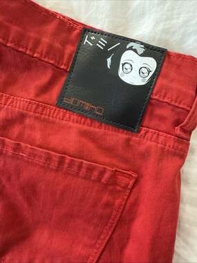 Domino Red Men's Streetwear Jeans Size 30 Y2K Straight Leg